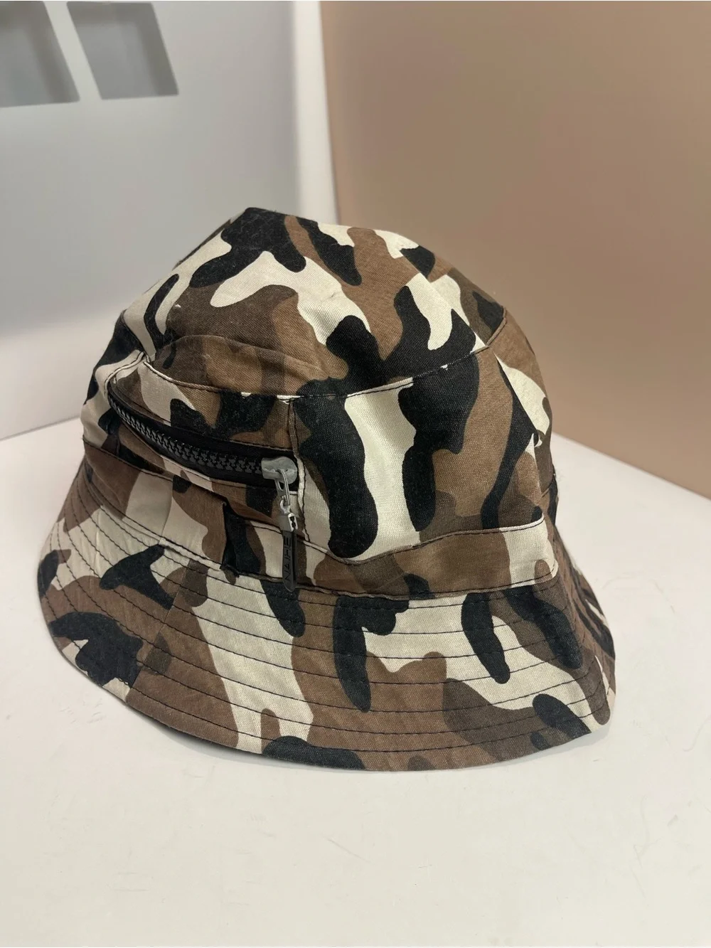 Y2K Camo Bucket Hat Utility Pocket Streetwear Grunge Festival Skater 90s